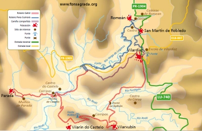 Plano de las rutas Gallol y Pena Guímara